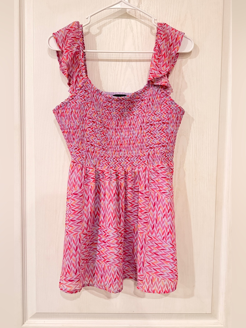 A Pea in the Pod Pink Smocked Tank Top with Ruffle Straps